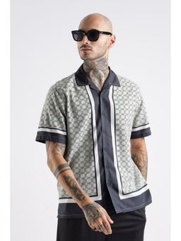 Eszett - Classic Square Print Cuban White Shirt