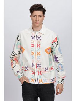 Eszett - Men Cream Printed Full Sleeves Casual Shirt