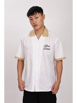 Eszett - Access Denied Embroidery Cotton Cuban White Shirt