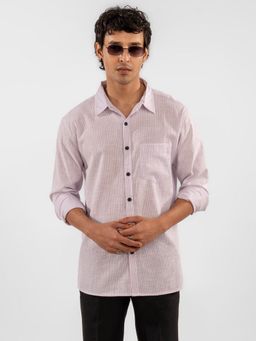 Eszett - Men Purple Cotton Textured Casual Shirt