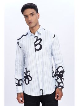 Eszett - Men Blue Stripes Full Sleeves Casual Shirt