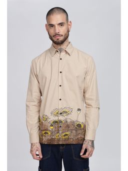 Eszett - Men Beige Floral Full Sleeves Casual Shirt