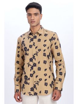 Eszett - Men Brown Floral Full Sleeves Casual Shirt