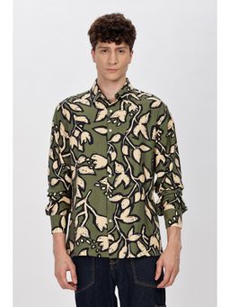 Eszett - Men Green Nylon Floral Casual Shirt