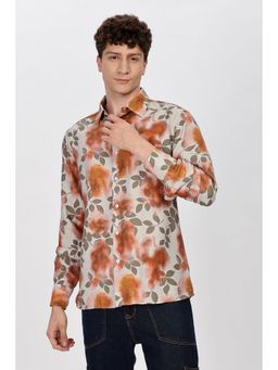 Eszett - Men Peach Nylon Floral Casual Shirt