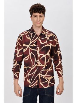 Eszett - Men Maroon Nylon Abstract Casual Shirt