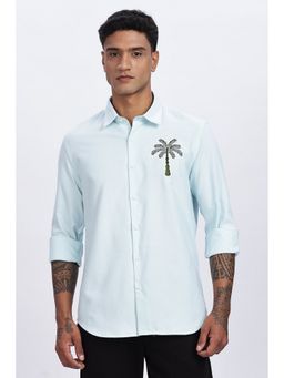 Eszett - Men Blue Solid Full Sleeves Casual Shirt