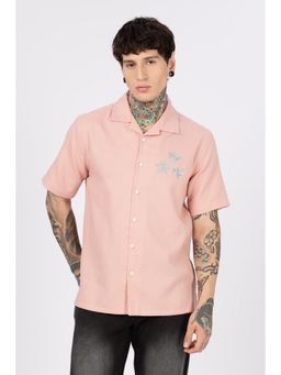 Eszett - Tropical Embroidery Pink Shirt