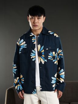 Eszett - Blue Men Floral Full Sleeves Casual Shirt