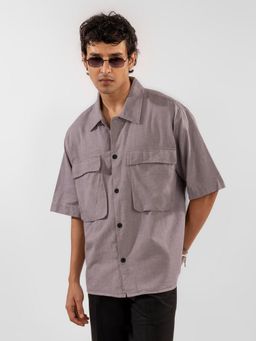 Eszett - Men Purple Cotton Solid Casual Shirt