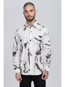 Eszett - Men White Abstract Full Sleeves Casual Shirt