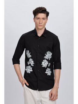 Eszett - Lotus Printed Black Shirt