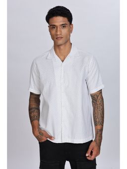 Eszett - Men White Polka Dots Half Sleeves Casual Shirt