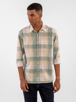 Eszett - Men Green Checks Full Sleeves Casual Shirt