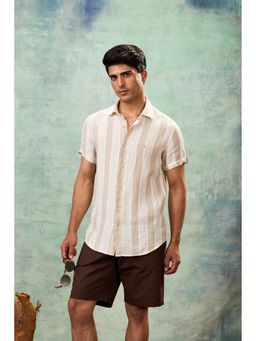 MH&Y - Beige Half Sleeve Linen Shirt