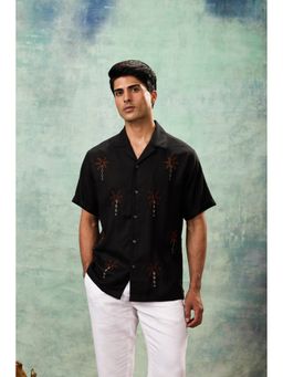 MH&Y - Black Half Sleeve Resort Collar Collar Shirt