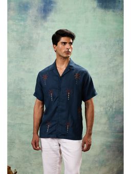 MH&Y - Navy Half Sleeve Resort Collar Shirt