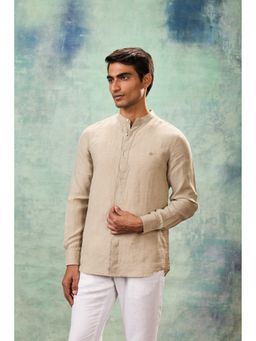 MH&Y - Beige Full Sleeve Mandarin Collar Shirt