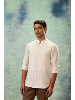 MH&Y - Ecru Full Sleeve Mandarin Collar Shirt