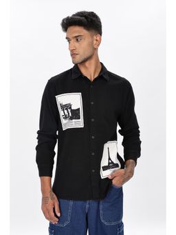 Eszett - Men Black Cotton Printed Casual Shirt