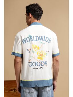 Eszett - Men White Cotton Graphic Casual Shirt