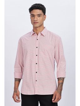 Eszett - Men Pink Checks Half Sleeves Casual Shirt