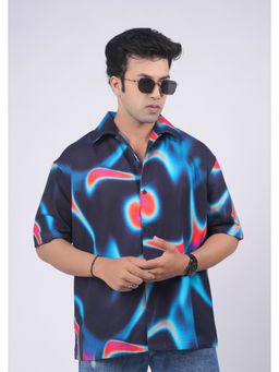 Eszett - Men Navy Blue Printed Half Sleeves Casual Shirt