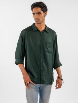 Eszett - Men Green Viscose Rayon Solid Casual Shirt