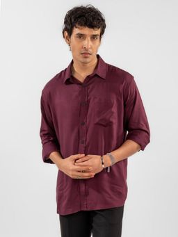 Eszett - Men Wine Viscose Rayon Solid Casual Shirt