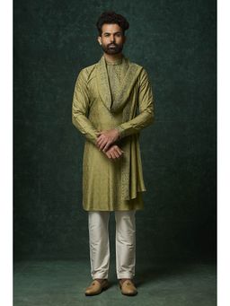 VANSHIK - Silk Green Kurta With Pant And Dupatta