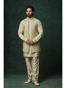 VANSHIK - Silk Green Kurta with Pant and Jacket