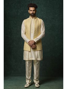 VANSHIK - Silk Yellow Kurta with Pant and Jacket