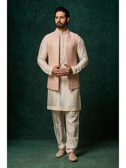 VANSHIK - Silk Pink Kurta with Pant and Jacket