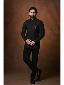 VANSHIK - Silk Black Jodhpuri with Trouser