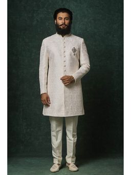 VANSHIK - Silk Ivory Sherwani with Pant