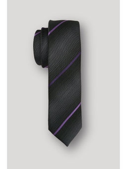 The Tie Hub - Classic Formal Stripe Silk Black Necktie