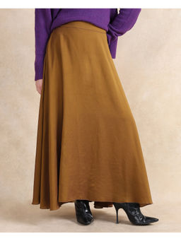 RAREISM - Yesmar Metallic Gold Flared Maxi Skirt