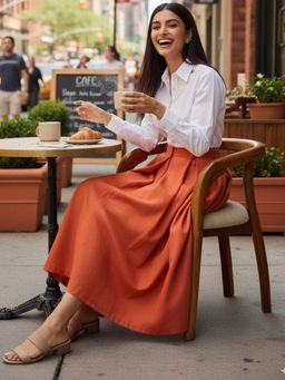 Uptownie - Box Pleated Midi Skirt