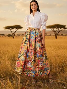 Uptownie - Box Pleated Midi Skirt