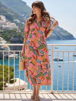 Uptownie - Women Pink Printed Midi Dress