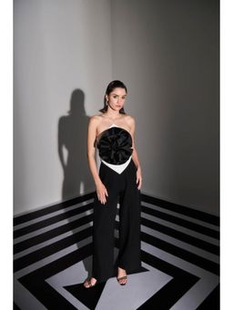 Label Iris - Ivory and Black Flower Jumpsuit