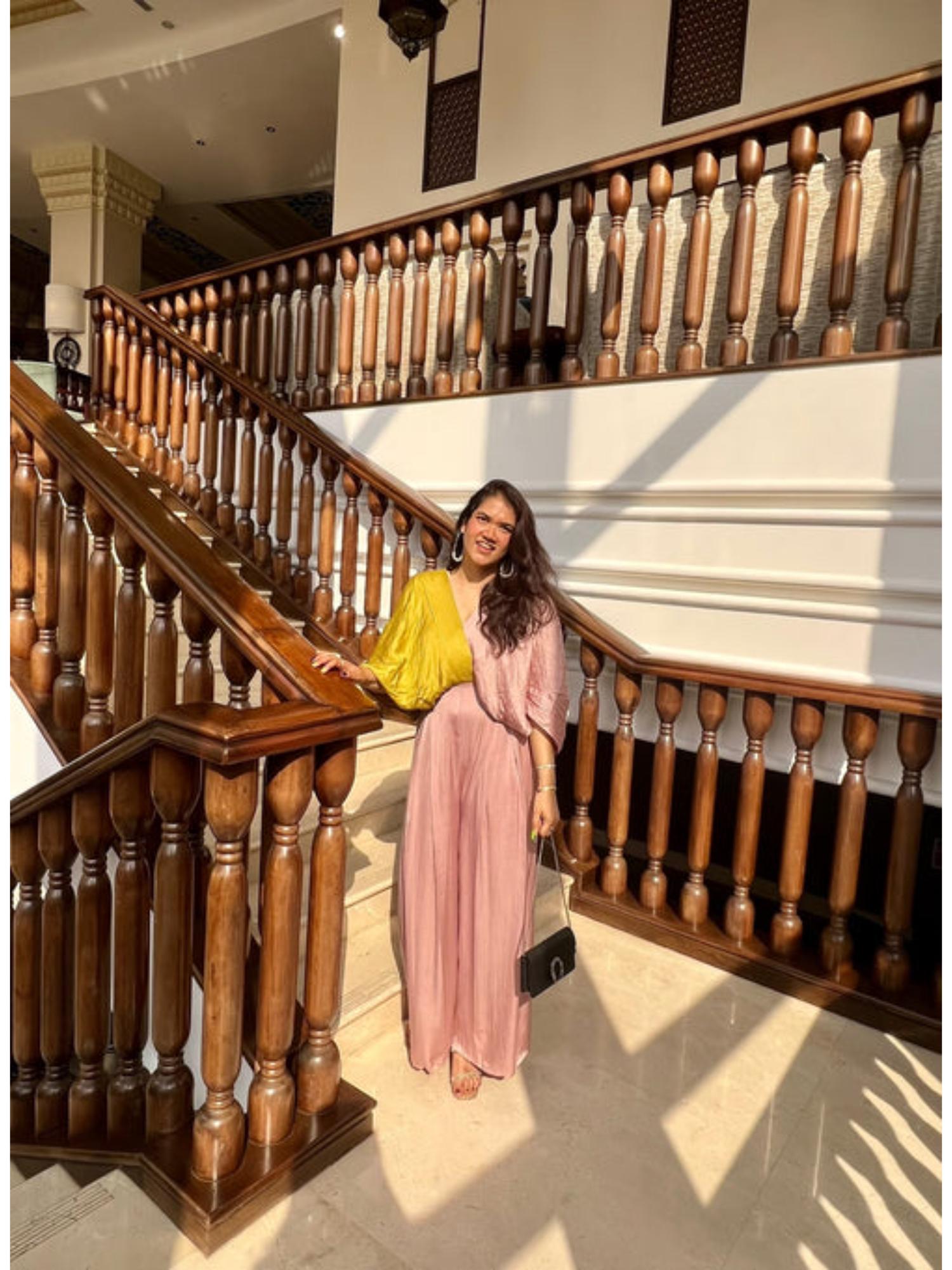 Pink-Yellow Colour-Blocked Jumpsuit-picture-32