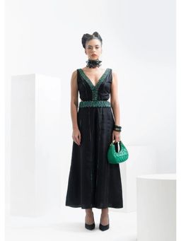 THE SILK LOVE - Flared Silk Jumpsuit In Kohl Black