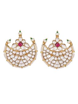 Auraa Trends - 22KT Gold Plated Kundan Traditional Pink Earrings