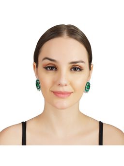 Auraa Trends - Rhodium Plated American Diamond Zircon Blue Earrings