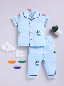 Clt.s - Kids Blue Graphic Half Sleeve Night Suit (Set of 2)