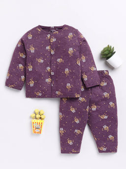 Clt.s - Kids Purple Graphic Full Sleeve Night Suit (Set of 2)