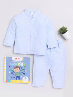Clt.s - Kids Blue Solid Full Sleeve Night Suit (Set of 2)