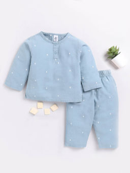 Clt.s - Kids Blue Printed Full Sleeve Kurta and Pyjama (Set of 2)