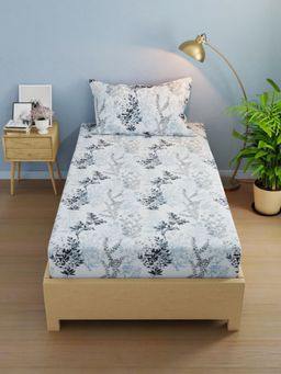 BIANCA - Extra Smooth Micro Single Bedsheet With 1 Pillow Cover -2Pc Set Floral-Blue (Single)